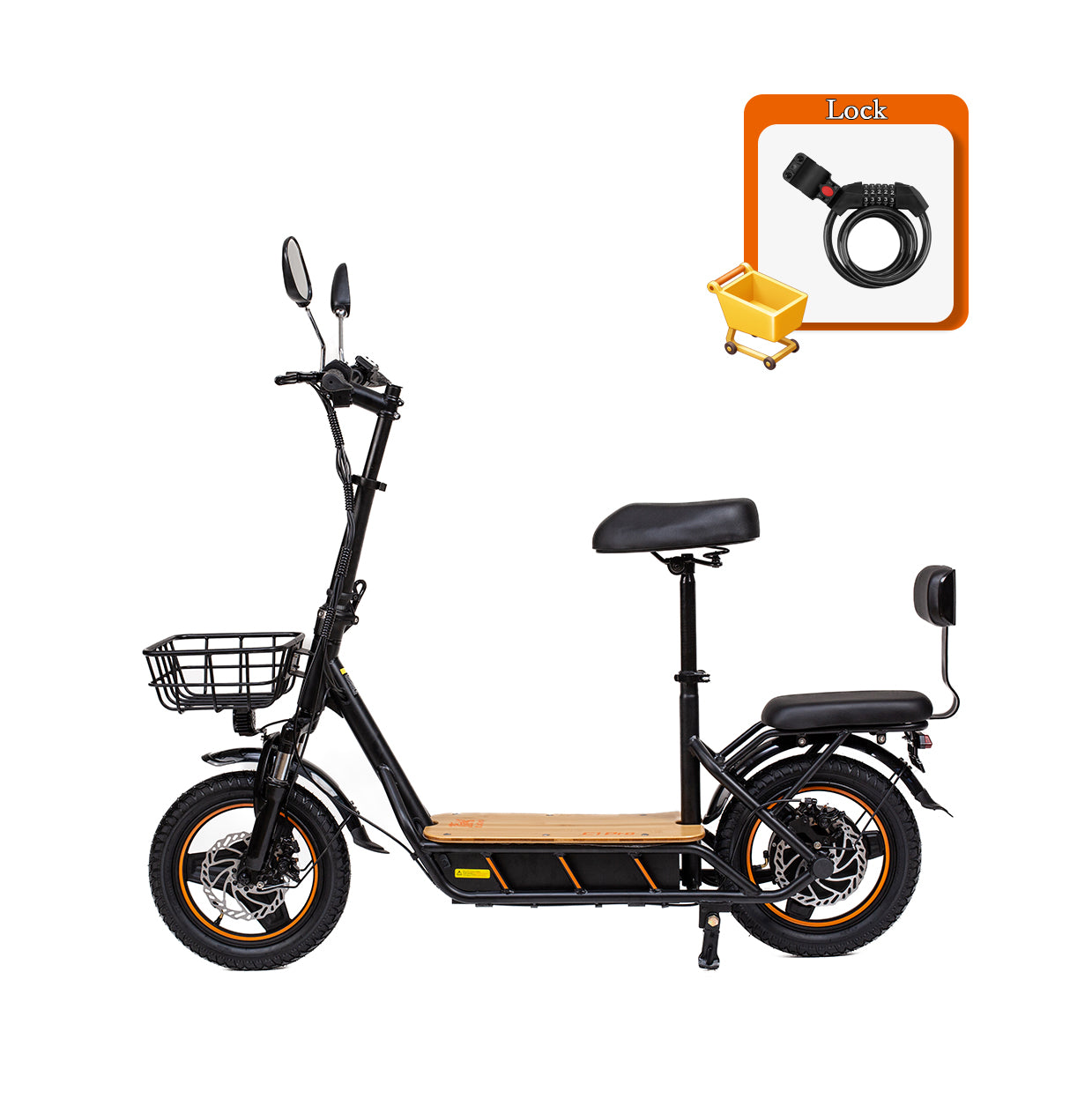 KuKirin C1 Pro electric scooter side view with included security lock accessory