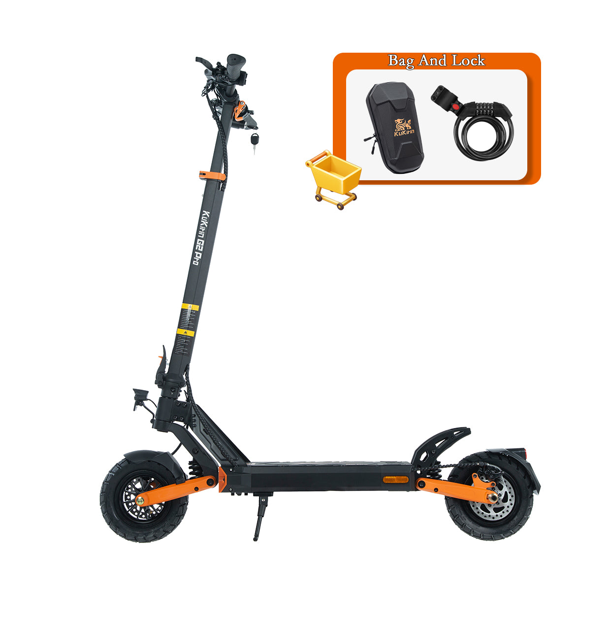 KuKirin G2 Pro ABE electric scooter with accessory bundle including front storage bag and security lock