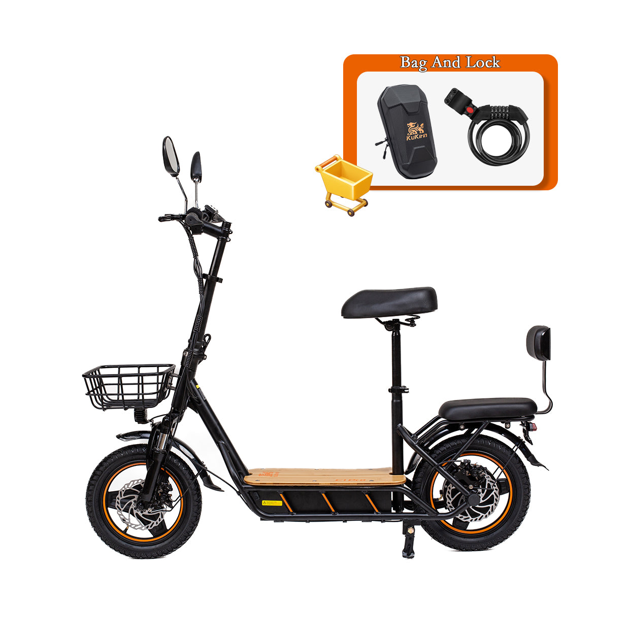 KuKirin  C1 Pro electric scooter with accessory bundle including front storage bag and security lock