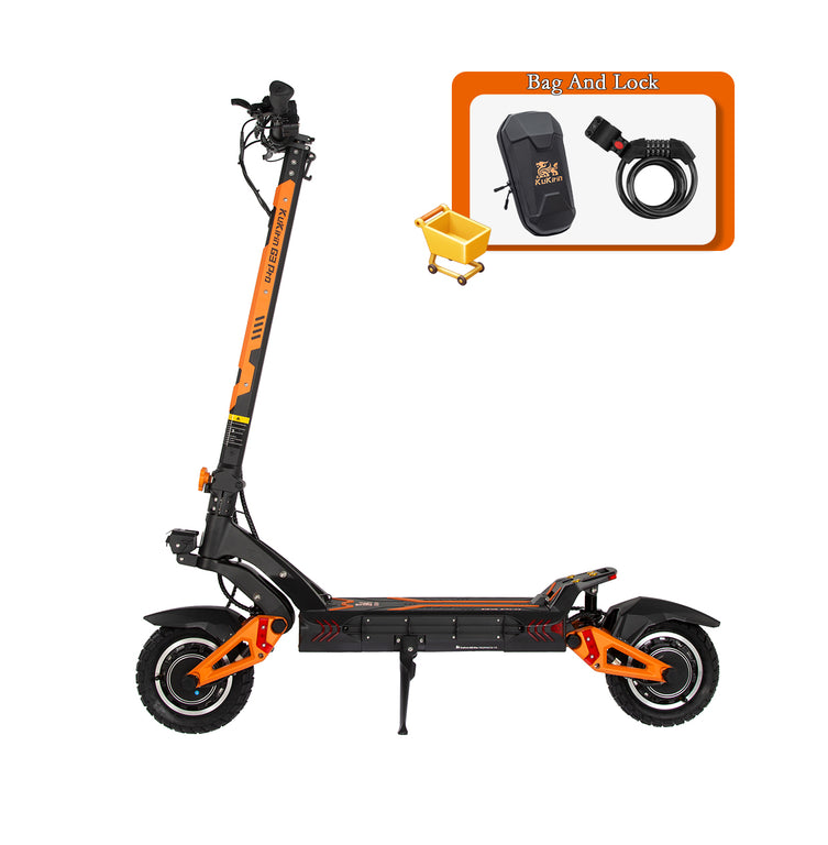 KuKirin G3 Pro electric scooter with accessory bundle including front storage bag and security lock