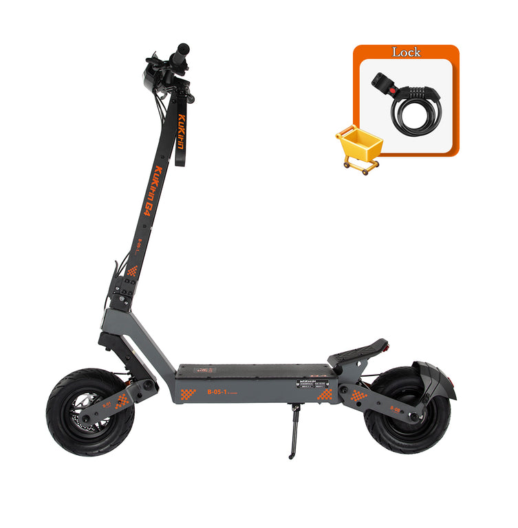 KuKirin G4 electric scooter side view with included security lock accessory