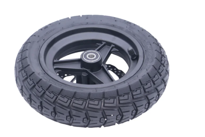Conjunto completo de rueda delantera para KuKirin G2, que incluye un neumático de vacío todoterreno de 10 pulgadas, llanta negra de tres radios, cojinetes preinstalados y válvula de aire.